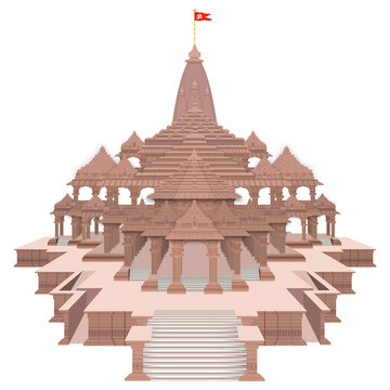 Illustration of Ram Mandir Ayodhya Birthplace of lord 
Ram, Ram Mandir