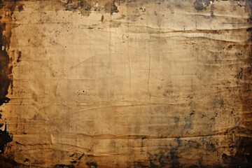 Stained, dirty, and distressed cream white, brown, orange, and tan vintage paper texture. Folded and faded, torn, ripped, peeling and creased from old age.