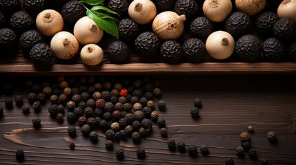 Black pepper is flowering vine in the family Piperaceae, piper nigrum, peppercorn - obrazy, fototapety, plakaty