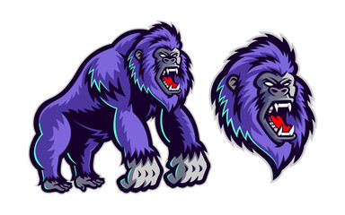 illustration of cartoon fierce gorilla