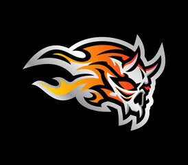 illustration of  cartoon fire skull devil ghost