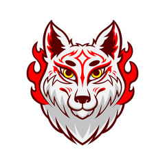 illustration of white fire wolf cartoon vector