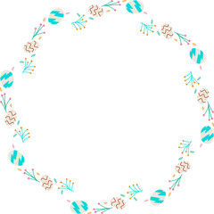 easter wreath or boader hand drawn flat illustration