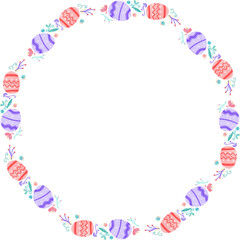 Naklejka premium watercolor easter wreath frame or boader hand drawn illustration