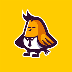 cute employee bird cartoon illustration