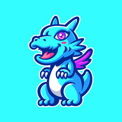cute cartoon standing dragon mascot vector illustration