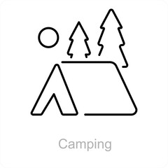 Camping and cap icon concept 