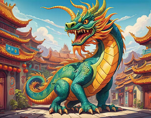 Obraz premium Chinese dragon on the street