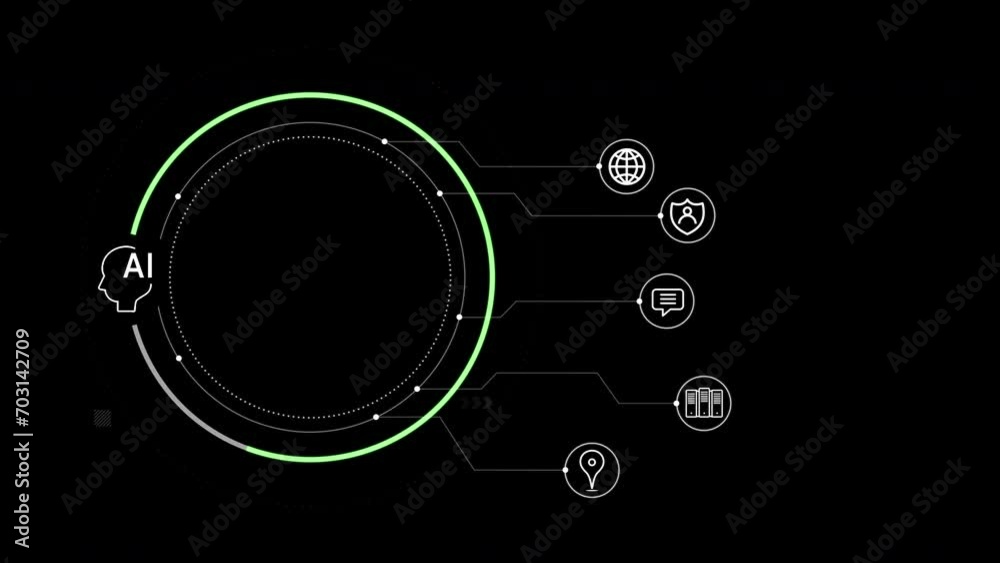 Poster ai artificial intelligence concept. futuristic hud head-up display interface with basic geometry ele