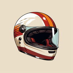 motorcycle helmet isolated on white illustration vector retro tone good for tshirt sticker and logo design