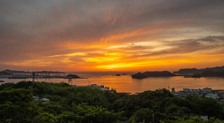 長崎の夕陽　長崎港