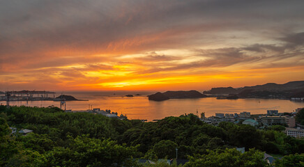 長崎の夕陽　長崎港