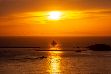 長崎の夕陽　長崎港