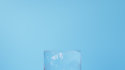 水色背景に円形の氷の台座。3D（横長）