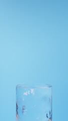 水色背景に円形の氷の台座。3D（縦長）