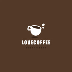 Love coffee logo design icon template, a cup of coffee with a handle that forms a symbol of love