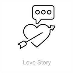 Love Story and heart icon concept 