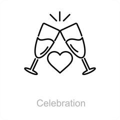 Celebration and champagne icon concept 