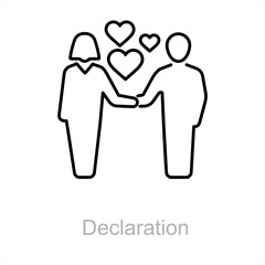 Declaration and couple icon concept 