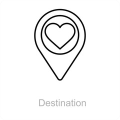 Destination and heart icon concept 
