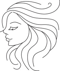 profile Face Woman icon line