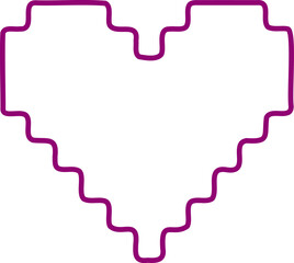 Heart outline pixel style vector illustration. Pixel heart Love symbol hand drawing stylized design element