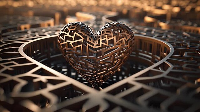 The complexity of navigating a 3D maze in the shape of a heart mirrors the intricate nature of love, emphasizing that the journey itself is just as important as the destination.