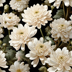 Memorial White Chrysanthemum Black Background