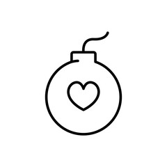 Love bomb outline icons, minimalist vector illustration ,simple transparent graphic element .Isolated on white background