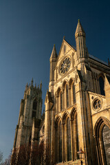 South Facade of Beverley Minster Cathedral, Sunshine on cathedral, Beverley, East Yorkshire, England