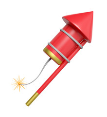 3d firework rocket for festive chinese new year holiday. 3d render illustration