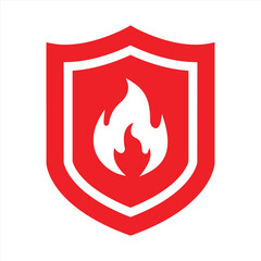 fire shield icon. fire & flame protection icon sign symbol, vector illustration
