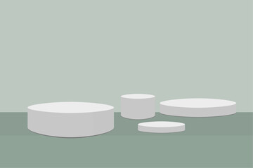 white podium set with green background in flat design. Mock up stand for product presentation. flat vector illustration. 