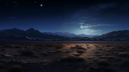 Night landscape featuring a vast desert.