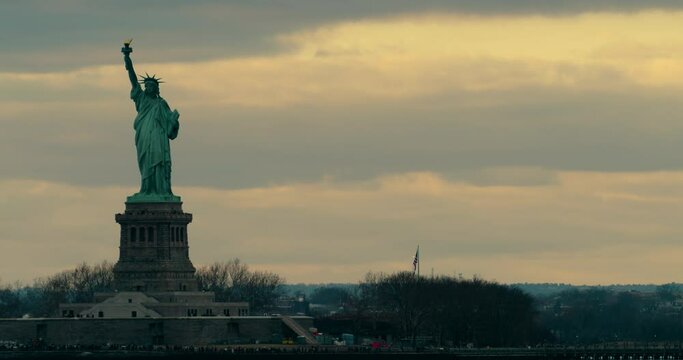 Statue of Liberty at Sunset Framed Left