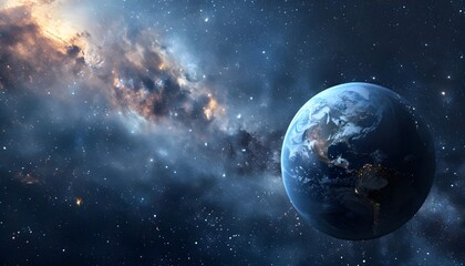 Obraz na płótnie Canvas Blue Marble Earth planet on Milky Way background