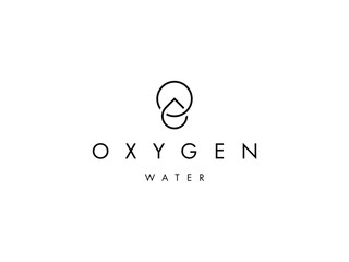 minimal letter O oxygen symbol with water drop line logo design - obrazy, fototapety, plakaty