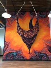 Limitless Grace: Mesmerizing Aerial Yoga Wall Art Graphic of Gravity-Defying Moves