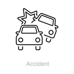 Accident and car icon concept 