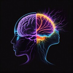 Obraz premium human head with brain generate by Ai