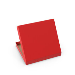 Blank red glittering Square PNG pizza box isolated on white background, Red cardboard pizza box Realistic rendered mockup and advertising