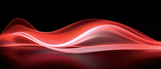 Radiant Neon Waves on a Lustrous Black Background

