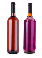 Set of Red Wine bottles isolated on white background with clipping path