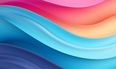 Pastel abstract paper cut wave with multi layers color texture. Vibrant colors smooth gradient for create background or decoration. - obrazy, fototapety, plakaty