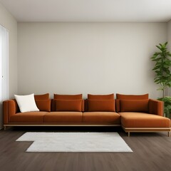 Living room with a brown chaise longue