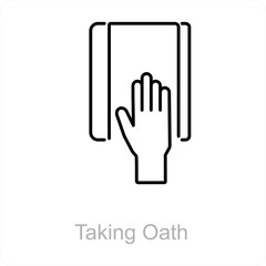 Taking Oath and hand icon concept