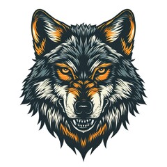 wolfs head illustration - logo design template