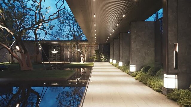 empty deck near pond