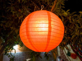 Obraz premium Orange color Chinese round paper lantern for party decoration