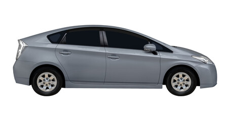 Side view gray hatchback car - obrazy, fototapety, plakaty